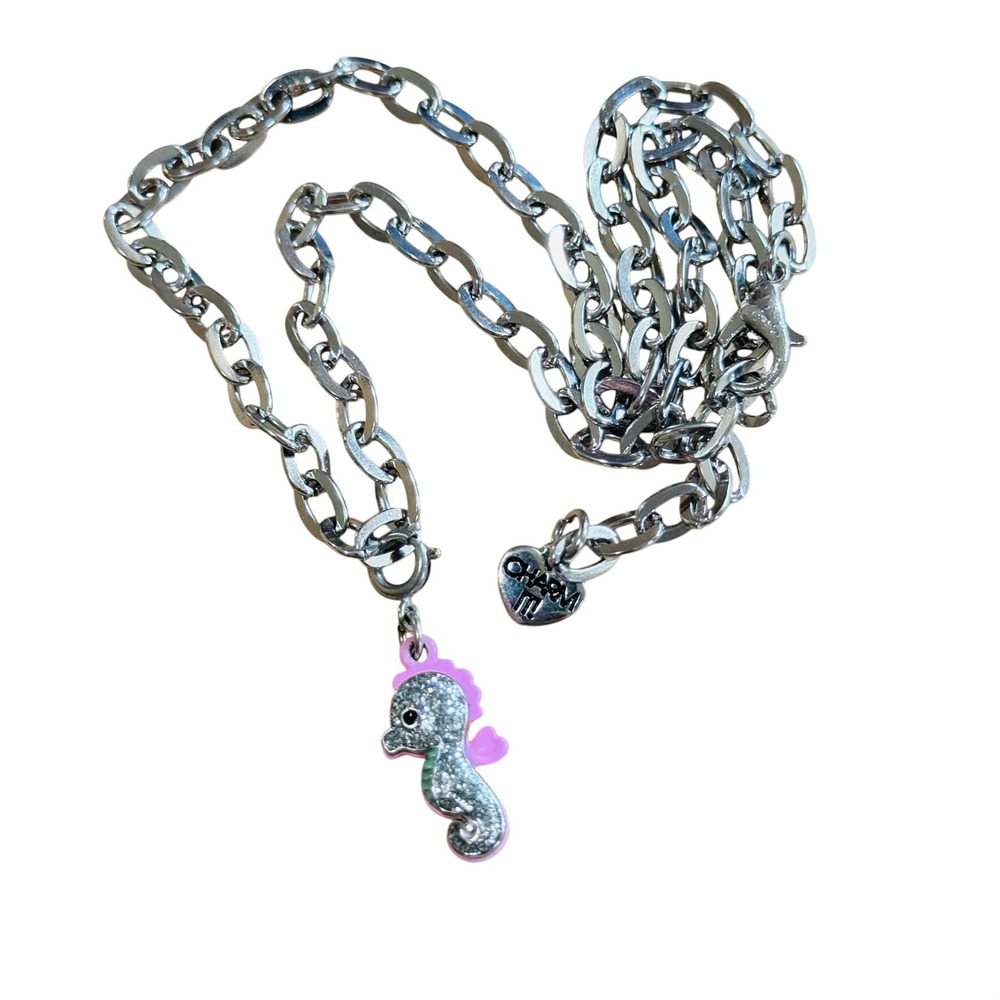 High‎ IntenCity Charm it Necklace Seahorse pink Pastels Silver Tone Y2K 18"